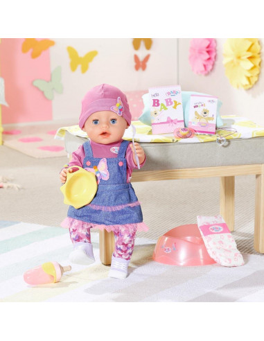 BABY born-Papusa interactiva cu sarafan de blugi - 43