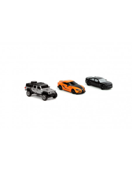Fast And Furious 3 Set 3 Nano-masini Metalice 4cm,253201003