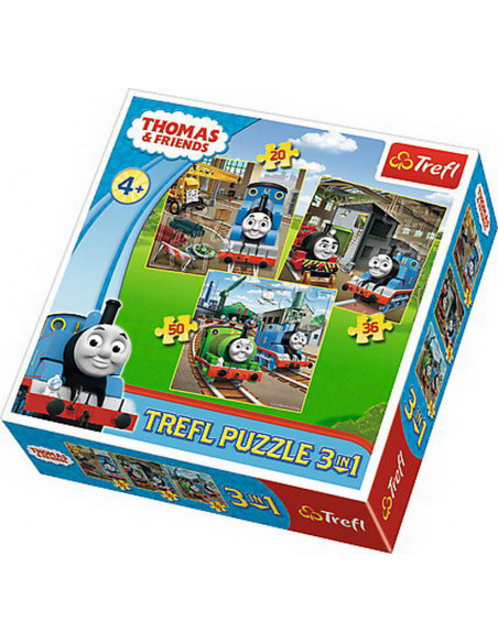 Puzzle Trefl 3in1 Thomas Intra In Actiune,34821