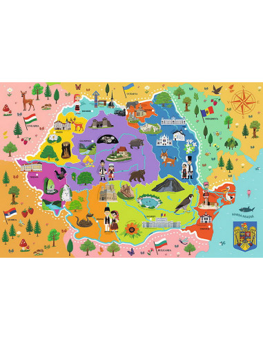Puzzle Trefl Educational Cu Harta Romaniei,15543