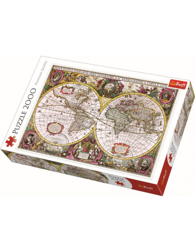 Puzzle Trefl 2000 Harta Noua A Mapamondului,27095