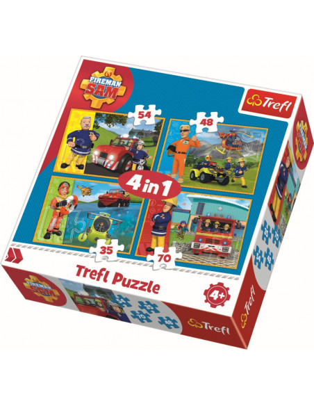 Puzzle Trefl 4in1 Pompierul Sam In Actiune,34311