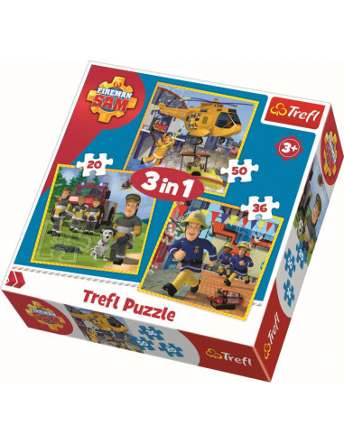 Puzzle Trefl 3in1 Pompierul Sam,34844