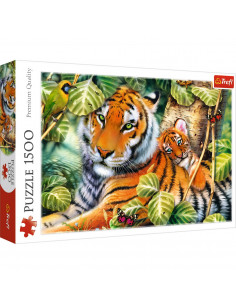 Puzzle Trefl 1500 Tigri Bengalezi In Padurea Tropicala,26159