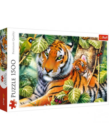 Puzzle Trefl 1500 Tigri Bengalezi In Padurea Tropicala,26159