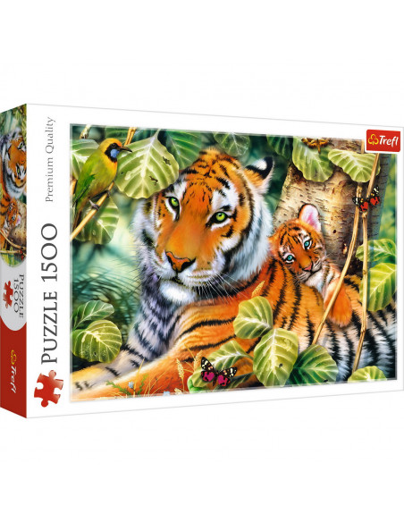 Puzzle Trefl 1500 Tigri Bengalezi In Padurea Tropicala,26159