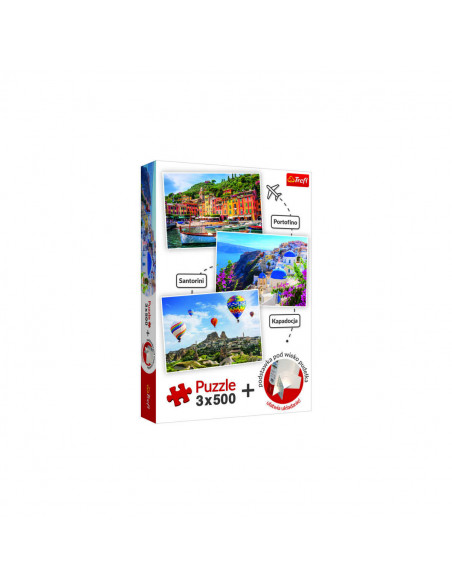 Set Puzzle Trefl 3 X 500 Portofino Santorini Cappadocia,91698