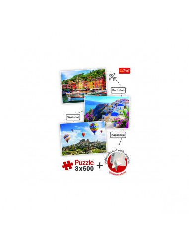 Set Puzzle Trefl 3 X 500 Portofino Santorini Cappadocia,91698