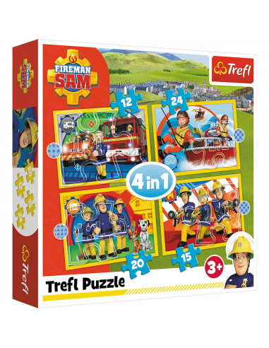 Puzzle Trefl 4in1 Ajutoarele Pompierului Sam,34373