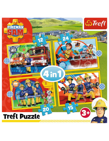 Puzzle Trefl 4in1 Ajutoarele Pompierului Sam,34373