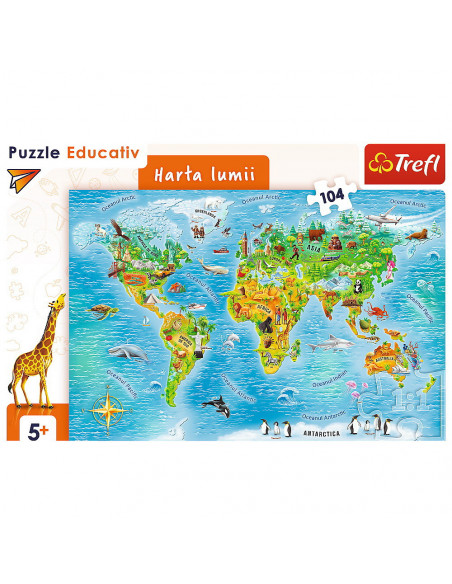 Puzzle Educational Harta Lumii 104 Piese,15575
