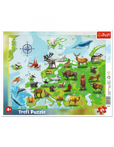 Puzzle 25 Plansa Harta Europei Cu Animale,31341