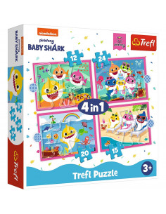 Puzzle Trefl 4in1 Familia Shark,34378