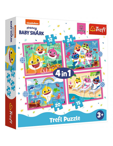 Puzzle Trefl 4in1 Familia Shark,34378