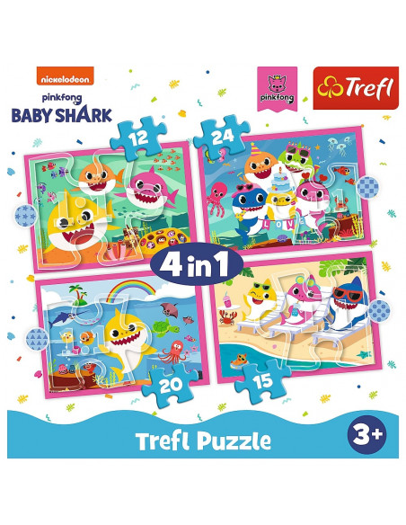 Puzzle Trefl 4in1 Familia Shark,34378