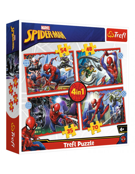Puzzle Trefl 4in1 Spiderman - Eroul Spiderman,34384