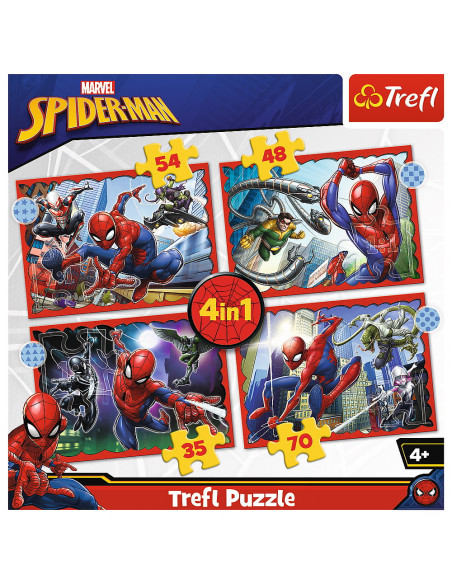 Puzzle Trefl 4in1 Spiderman - Eroul Spiderman,34384