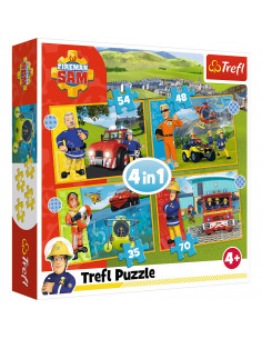 Puzzle Trefl 4in1 Pompierul Sam - Curajosul Sam,34387