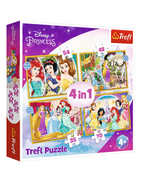 Puzzle Trefl 4in1 Disney Princess - Ziua Fericita,34385