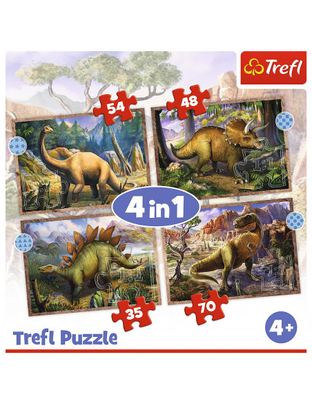 Puzzle Trefl 4in1 Dinozaurii Interesanti,34383
