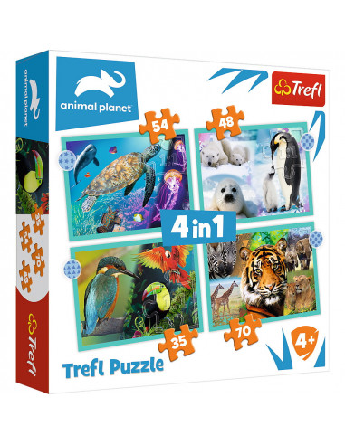 Puzzle Trefl 4in1 Animal Planet - Misterioasa Lumea A
