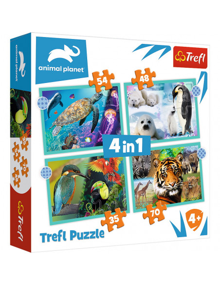 Puzzle Trefl 4in1 Animal Planet - Misterioasa Lumea A