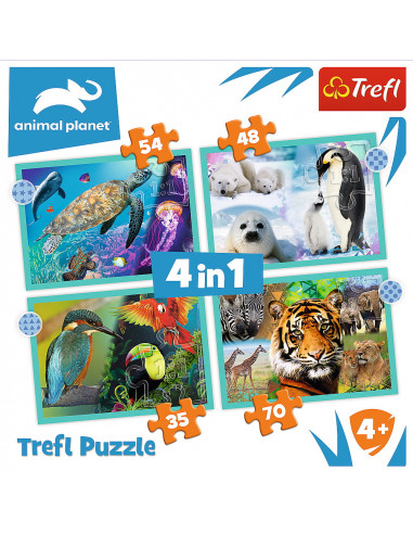 Puzzle Trefl 4in1 Animal Planet - Misterioasa Lumea A