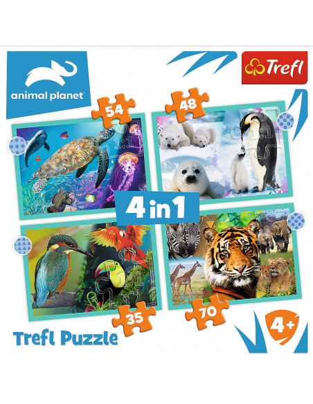 Puzzle Trefl 4in1 Animal Planet - Misterioasa Lumea A