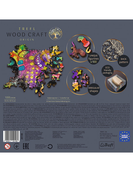 Puzzle Trefl Din Lemn 1000 Piese Pisicuta Colorata,20148