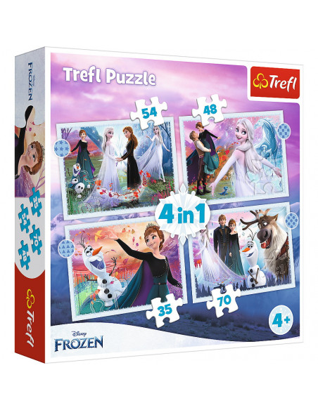 Puzzle Trefl 4in1 Frozen - Magia Din Padure,34398