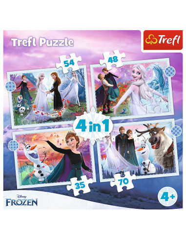 Puzzle Trefl 4in1 Frozen - Magia Din Padure,34398