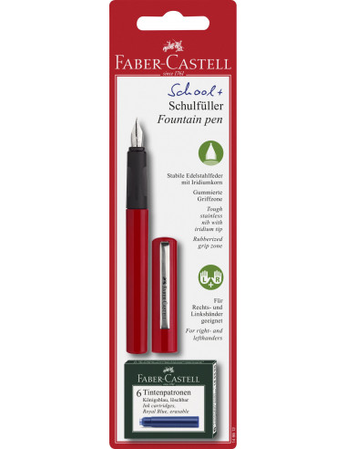 FC149812,Blister Stilou Scolar Rosu + 6 Cartuse Faber-Castell