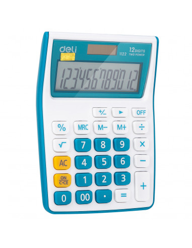 CALCULATOR BUZUNAR 12DIG ALB-ALBASTRU 1122 DELI,DLE1122B+++
