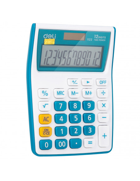 CALCULATOR BUZUNAR 12DIG ALB-ALBASTRU 1122 DELI,DLE1122B+++