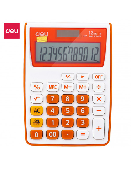 CALCULATOR BUZUNAR 12DIG ALB-PORTOCALIU 1122 DELI,DLE1122O+++