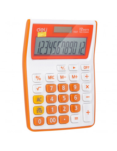 CALCULATOR BUZUNAR 12DIG ALB-PORTOCALIU 1122 DELI,DLE1122O+++