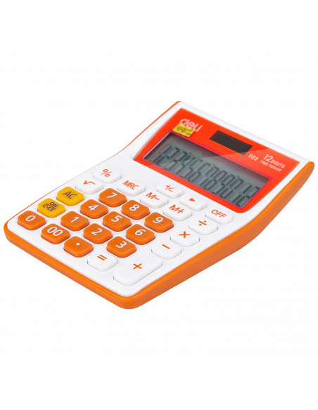 CALCULATOR BUZUNAR 12DIG ALB-PORTOCALIU 1122 DELI,DLE1122O+++