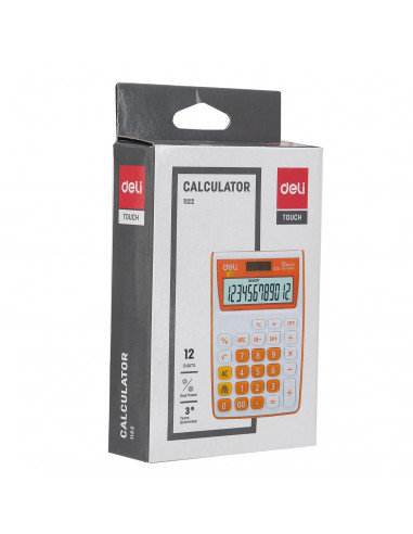 CALCULATOR BUZUNAR 12DIG ALB-PORTOCALIU 1122 DELI,DLE1122O+++