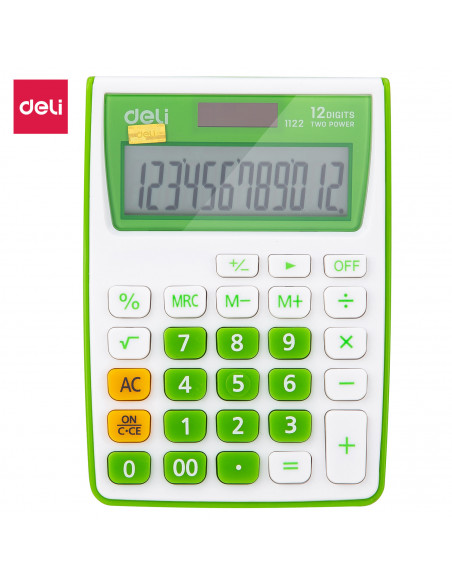 CALCULATOR BUZUNAR 12DIG ALB-VERDE 1122 DELI,DLE1122G+++