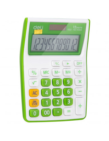 CALCULATOR BUZUNAR 12DIG ALB-VERDE 1122 DELI,DLE1122G+++