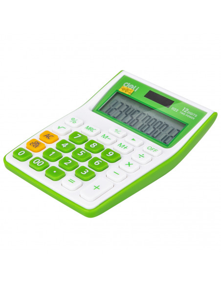 CALCULATOR BUZUNAR 12DIG ALB-VERDE 1122 DELI,DLE1122G+++