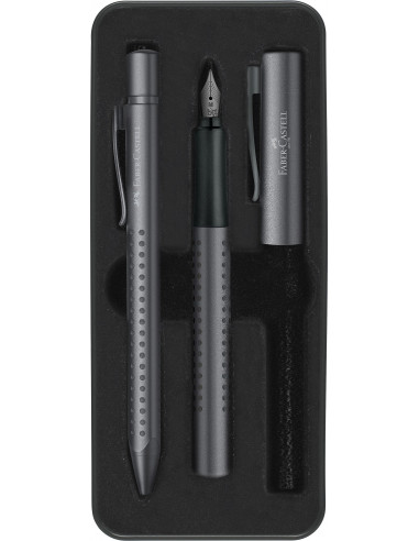 FC201526,SET CADOU STILOU + PIX GRIP 2011 GRI ANTRACIT FABER-CASTELL