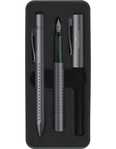 FC201526,SET CADOU STILOU + PIX GRIP 2011 GRI ANTRACIT FABER-CASTELL