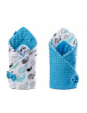 Paturica nou-nascut Sensillo Minky Wrap Albastru 80x80
