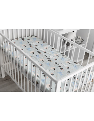 Cearsaf imprimat de bumbac cu elastic Sensillo Plush Karo