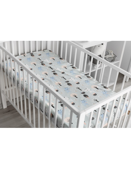 Cearsaf imprimat de bumbac cu elastic Sensillo Plush Karo