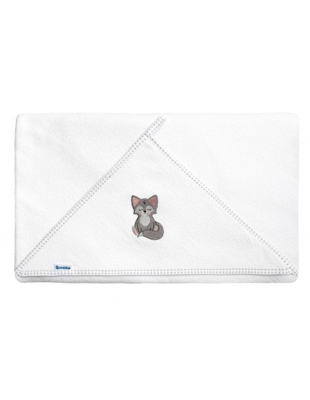 Prosop de baie cu gluga 100x100cm Sensillo Lup/Alb,SILLO-41652