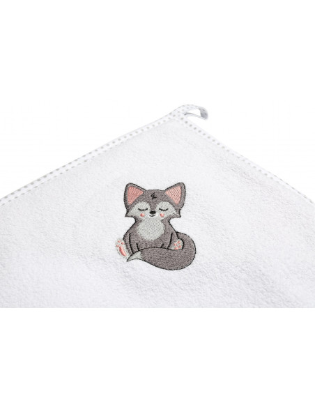 Prosop de baie cu gluga 100x100cm Sensillo Lup/Alb,SILLO-41652