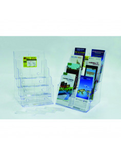 Display plastic pentru brosuri, de birou/perete, 4 x 2