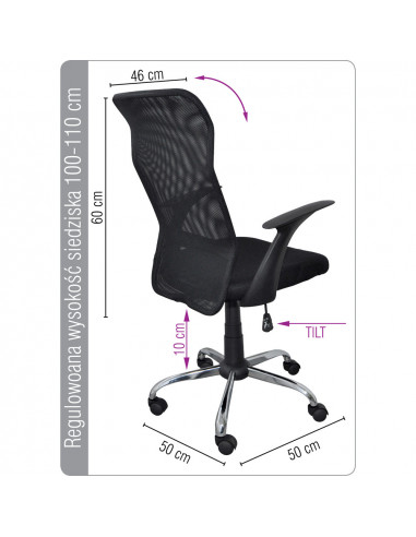 Scaun de birou, brate plastic, rotile, mesh textil, Office